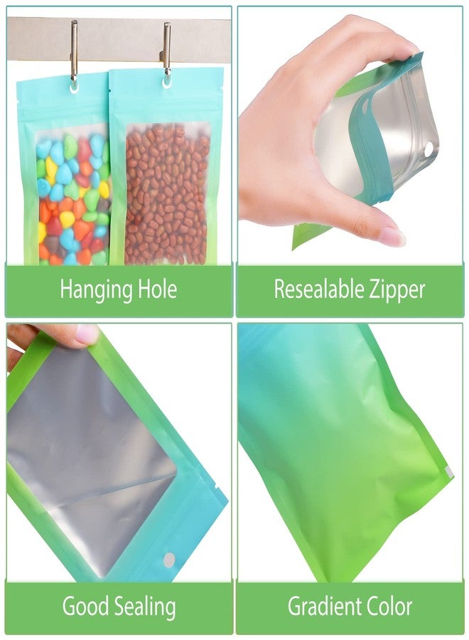 Funfery 100 Pack Smell Proof Resealable Bags for Food Storage,Cute Mylar Clear Bags for Small Business Foil Pouch Zipper Packaging Bag for Sample Jewelry Eyelash Gloss(Blue Green,2.7X3.9in) - Image 4