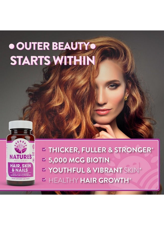 Natures Wellness Hair Skin & Nails Essential Nourishing Supplement 60Count ; 4000Mcg Biotin + Vitamins A C And E B Complex Vitamins And Advanced Nutrients Per Capsule ; 100% Allnatural  - Image 4