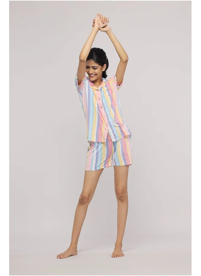 NeceSera Pastel Stripe Shorts