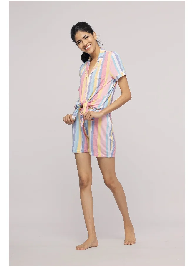 NeceSera Pastel Stripe Shorts
