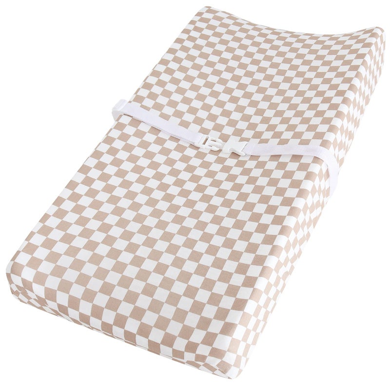 LifeTree Muslin Changing Pad Cover for Baby Girls Boys 70 Viscose from Bamboo and 30 Cotton 16x32 Diaper Change Table Pad Covers Soft Changing Pad Sheets SmallCheckered Pattern - Image 2