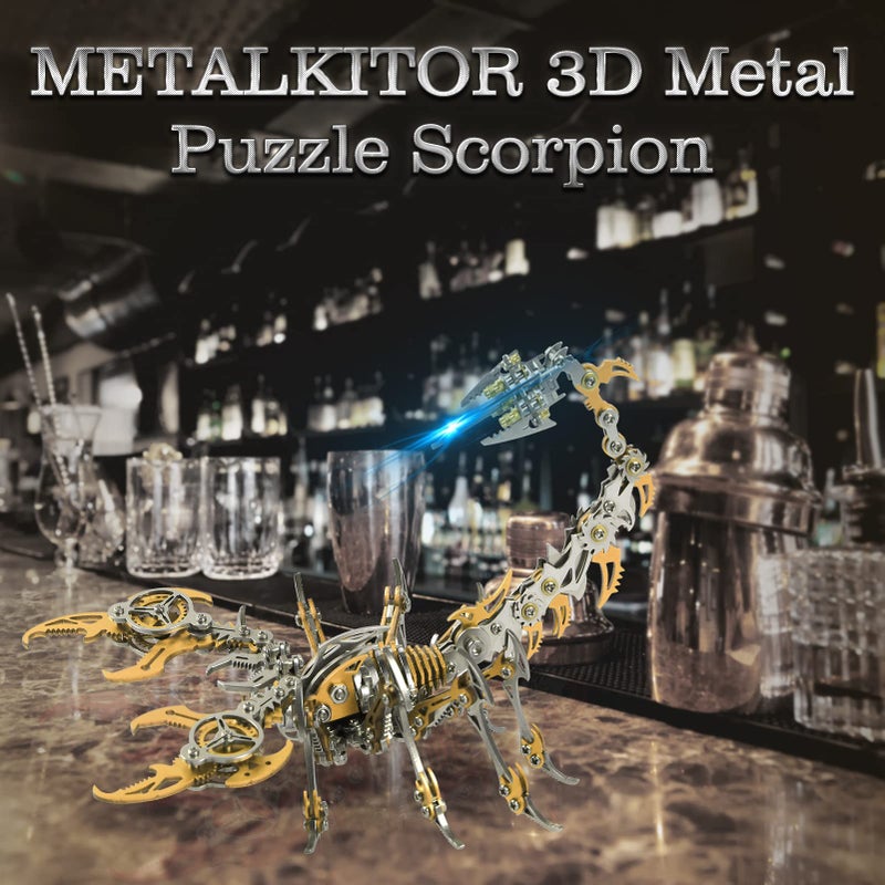 Metalkitor Scorpion 3D Metal Puzzles Kits for Adults Teens  454 Pcs  Mechanical Assembly Models  4 Hours to Build  Ideal for Gifts and Decorations Golden - Image 3