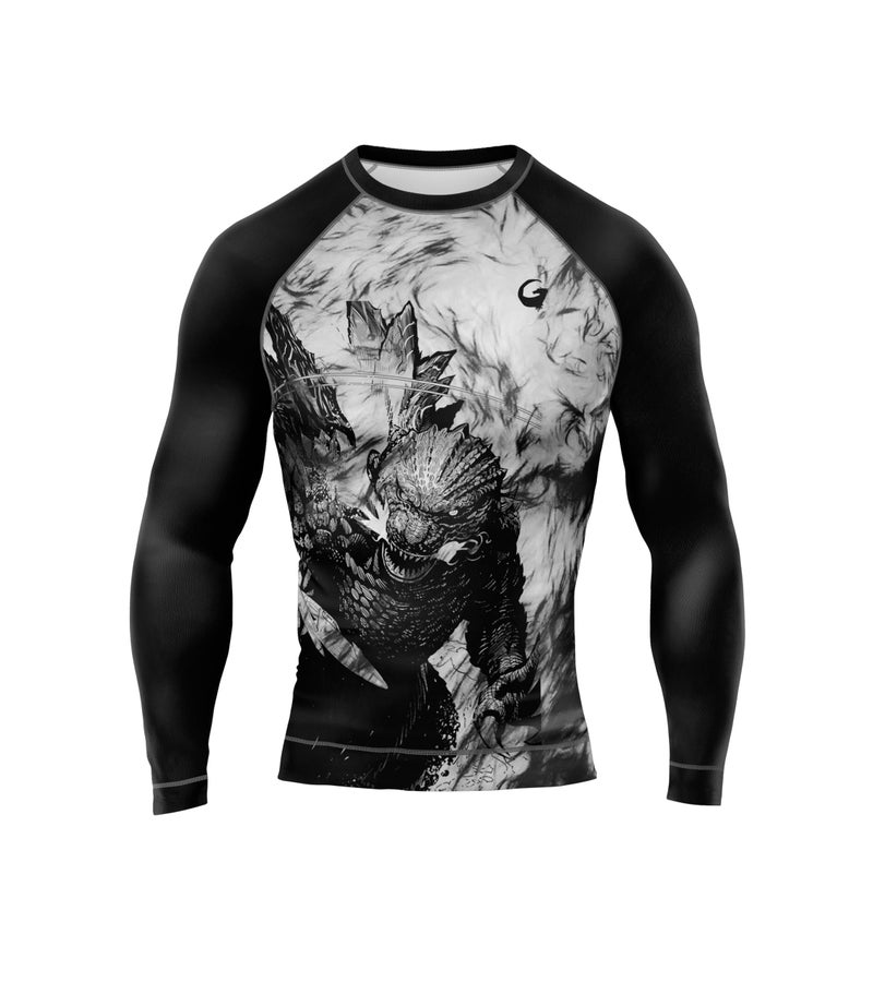 AKIBA Full Sleeve Crew Neck Design Compression Rash Guard for Men (Black, 36) | Performance Fit Athletic Shirt for MMA, BJJ, Gym, Running, Cycling | Moisture-Wicking, Durable Fabric, Plain Hem - Image 2