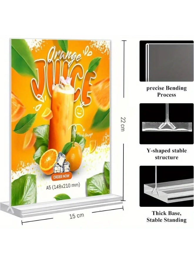 Acrylic Sign Holder A5，1 Pack - Clear Display sign Stand for Store Sign Holders - Vertical Double-Display Items - Flyer Holder - Acrylic Frame for Restaurants, Office, Home, Store, cafe - Image 2