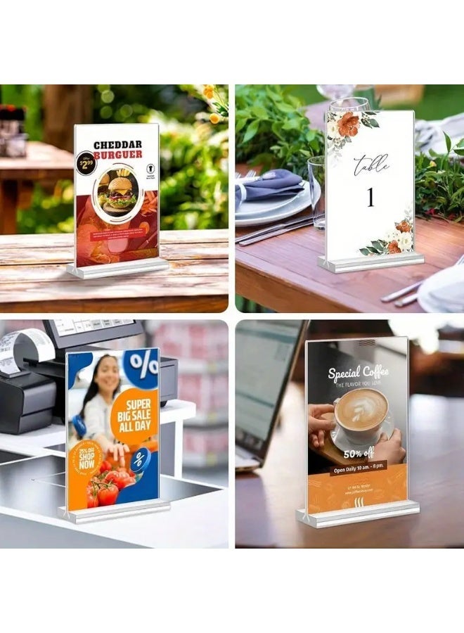 Acrylic Sign Holder A5，1 Pack - Clear Display sign Stand for Store Sign Holders - Vertical Double-Display Items - Flyer Holder - Acrylic Frame for Restaurants, Office, Home, Store, cafe - Image 4