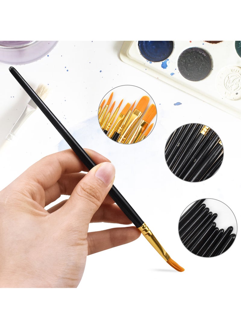 10 Pcs Nylon Paint Brush Set for Acrylic, Oil, Watercolor, Gouache, Face Painting with Wooden Handles  - Image 3