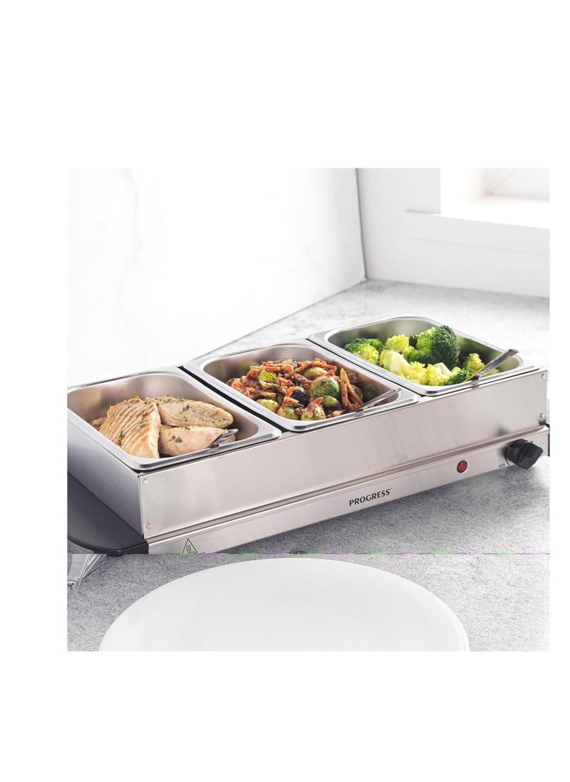 Progress Portable Three Food Warmer Buffet Server, 3 x 1.5 Litre Pans, Stainless Steel, 200 W - pzsku/Z1F8294B2D863936506BEZ/45/_/1733944873/e8133e9d-8991-4549-82c8-859c17b0a261