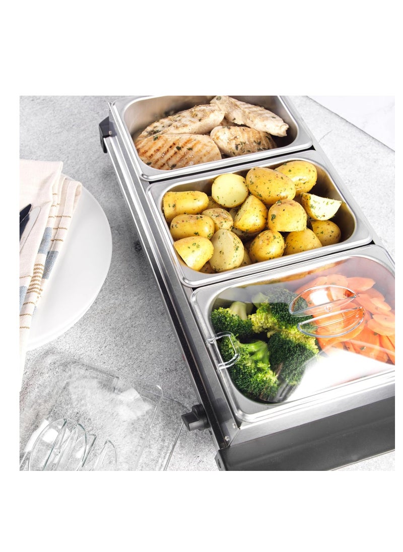 Progress Portable Three Food Warmer Buffet Server, 3 x 1.5 Litre Pans, Stainless Steel, 200 W - pzsku/Z1F8294B2D863936506BEZ/45/_/1733944944/03b5f20f-db7a-4955-bfe2-911b494d31d4