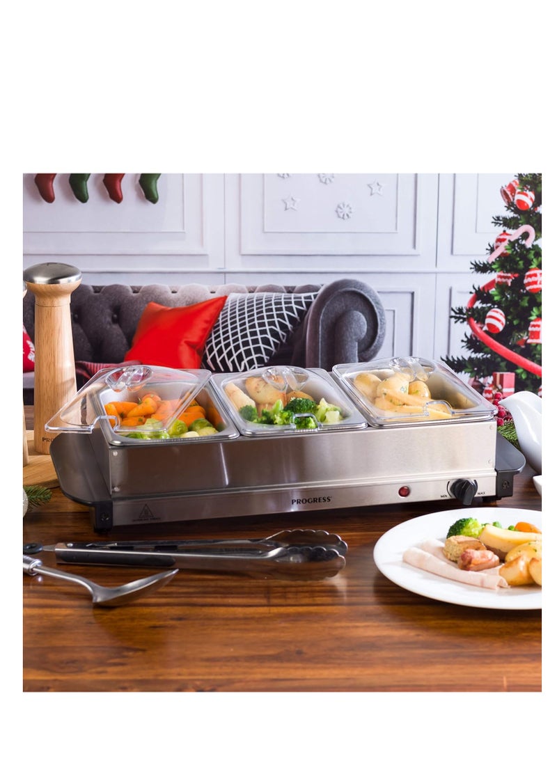 Progress Portable Three Food Warmer Buffet Server, 3 x 1.5 Litre Pans, Stainless Steel, 200 W - pzsku/Z1F8294B2D863936506BEZ/45/_/1733944984/0f55fe83-c2f3-435b-9b74-269af2487b08