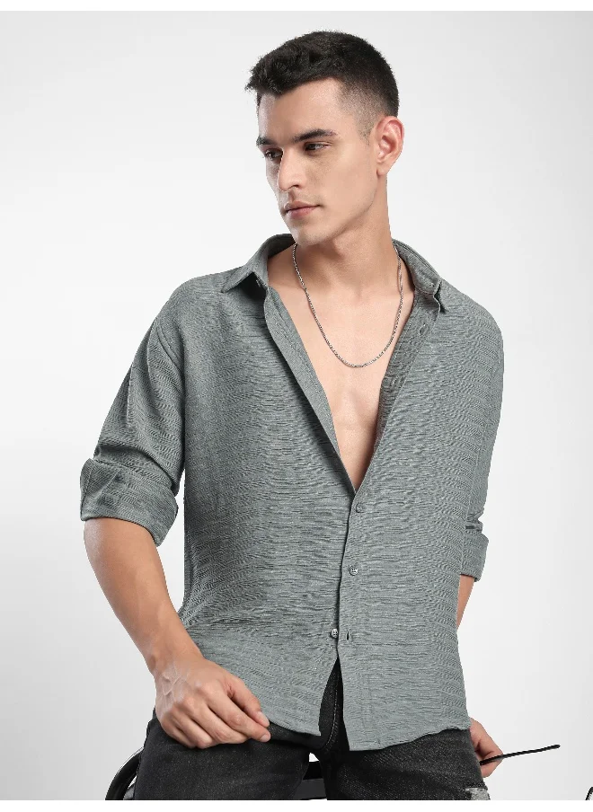 بيونغ Grey Crinkled Shirt