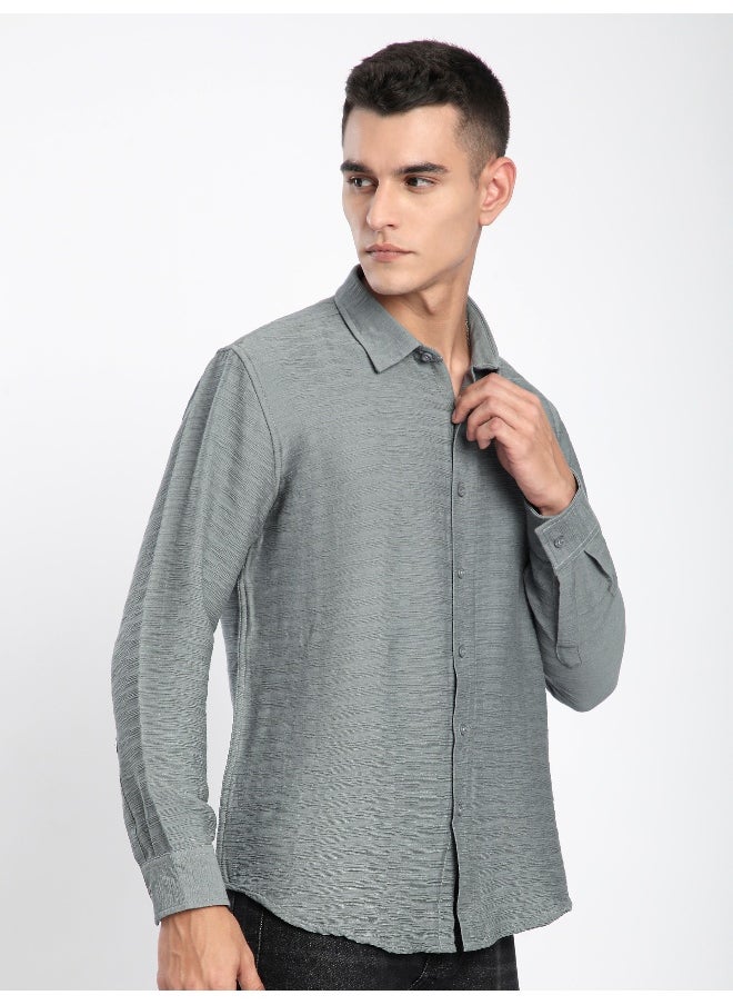 Beyoung Grey Crinkled Shirt  - Image 2