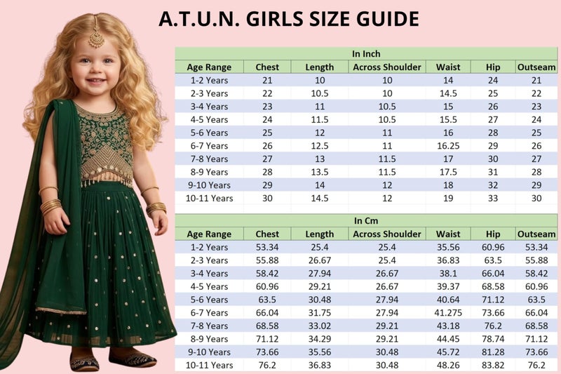A.T.U.N. (ALL THINGS UBER NICE) Zardozi Thread Work Embroidered 3 Piece Crinkled Lehenga Set with Dupatta and Padded Choli Top for Girls | Designer Festive Ethnic Wear Outfit - Image 5