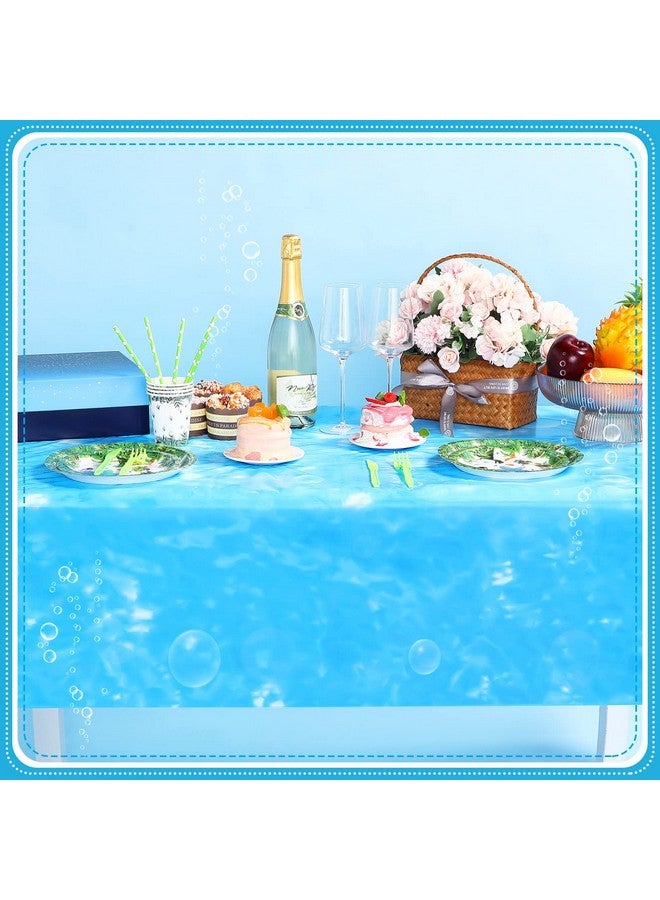 Nezyo Bubble Waves Water Print Tablecloth Ocean Tablecloth Party For Sea Party Decoration Beach Pool Ocean Theme Birthday Party Shower Supplies 108 X 54 Inch(4 Pieces) - Image 4