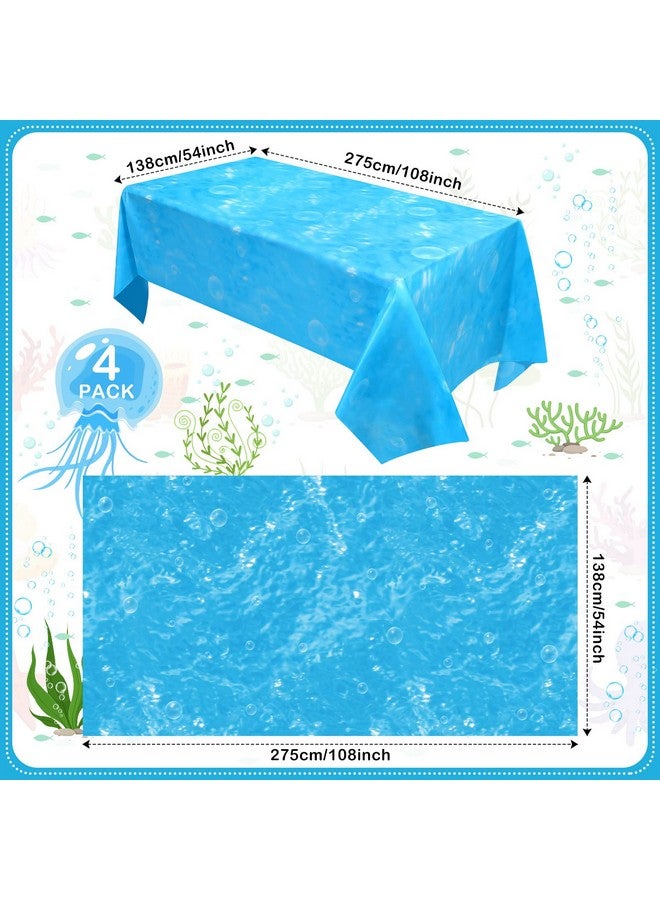 Nezyo Bubble Waves Water Print Tablecloth Ocean Tablecloth Party For Sea Party Decoration Beach Pool Ocean Theme Birthday Party Shower Supplies 108 X 54 Inch(4 Pieces) - Image 3