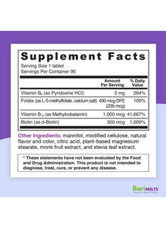 BariMelts B12 Plus Dissolvable Bariatric Vitamins Natural Cherry Flavor 90 Fast Melting Tablets  - Image 3
