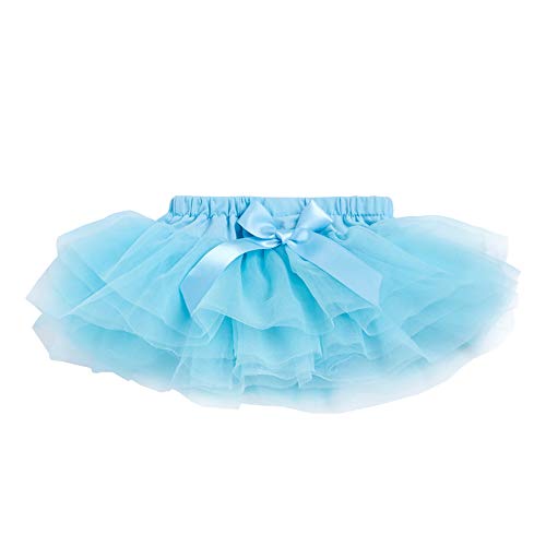 Anbaby Baby Girls Soft Tutu Skirt Toddler Ruffled Pants Diaper Cover Blue 6-12M - Image 1
