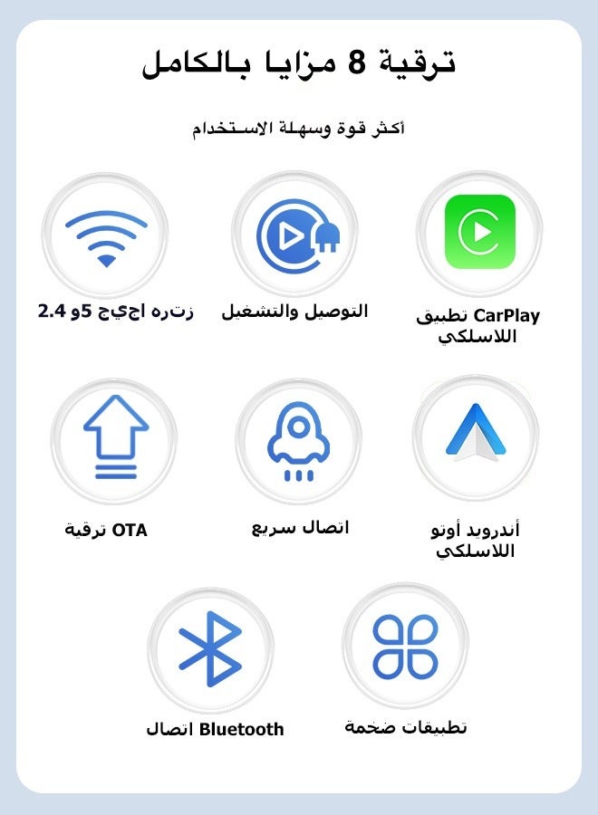 CarlinKit 5.0 محول CarPlay لاسلكي صغير - يحوّل CarPlay السلكي إلى لاسلكي - يدعم Android Auto - WiFi 5G وBluetooth - اتصال تلقائي وتحديث FOTA - Image 5