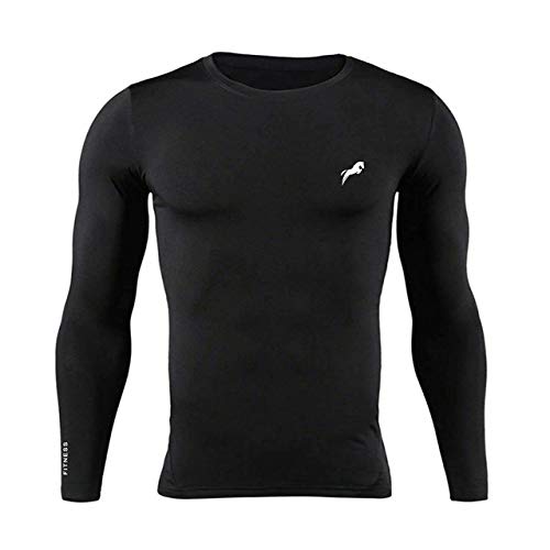 JUST RIDER Men's Sports Running Set Compression Shirt + Pants Skin-Tight Long Sleeves Quick Dry Fitness Tracksuit Gym Yoga Suits (Black, 2XL) - Image 3