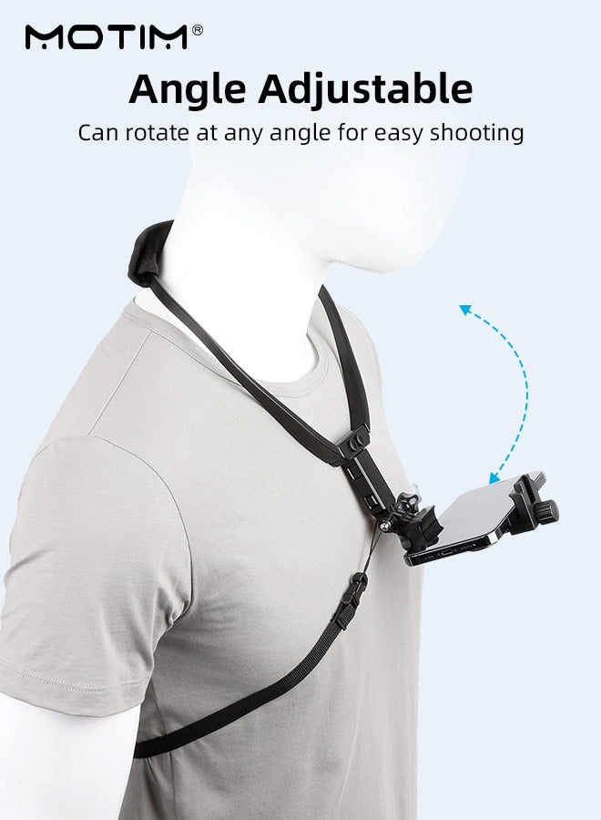 Motim Neck Mount for Phones/Camera, 2 IN 1 Cell Phone Holder Stand Hanging on Neck POV/Vlog Selfie, Hand Free Necklace Phone Strap Video Recording for iPhone 16/15/14/13/12 Series/Android Phones  - Image 3