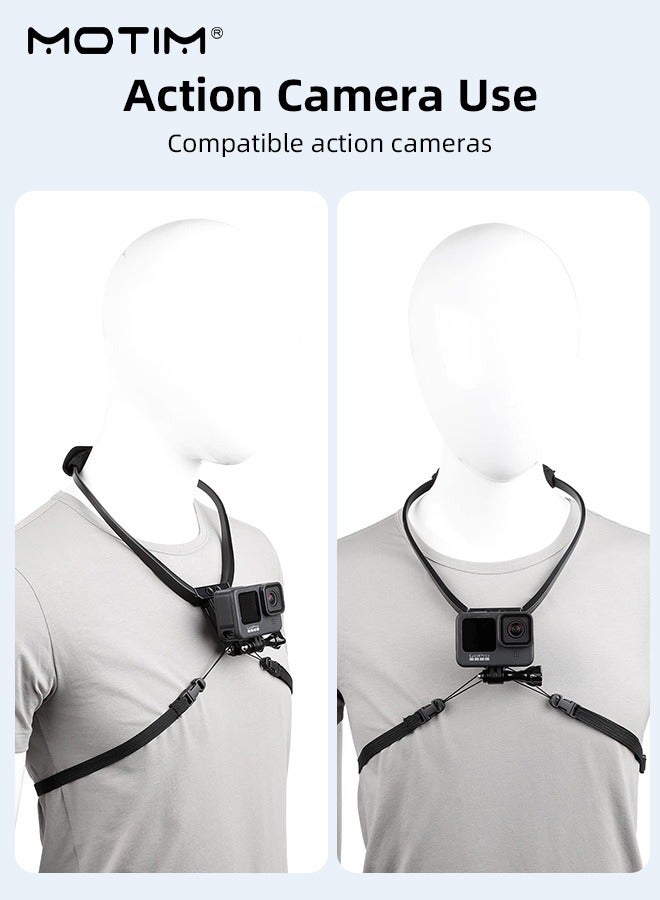 Motim Neck Mount for Phones/Camera, 2 IN 1 Cell Phone Holder Stand Hanging on Neck POV/Vlog Selfie, Hand Free Necklace Phone Strap Video Recording for iPhone 16/15/14/13/12 Series/Android Phones  - Image 4