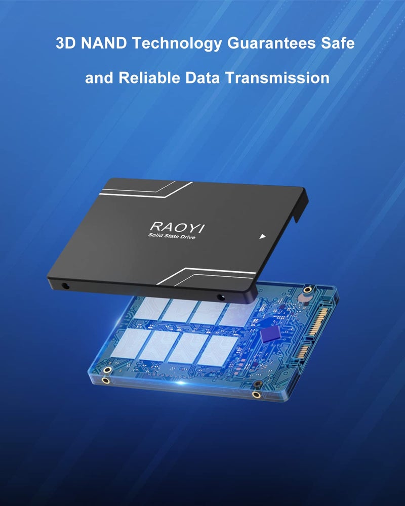 RAOYI 512GB Internal SSD SATA III 6Gb/s 2.5” Solid State Drive 3D NAND Flash Advanced SSD Hard Drive Up to 550MB/s SATA 3 SSD Upgrade Performance for PC Laptop - Image 3