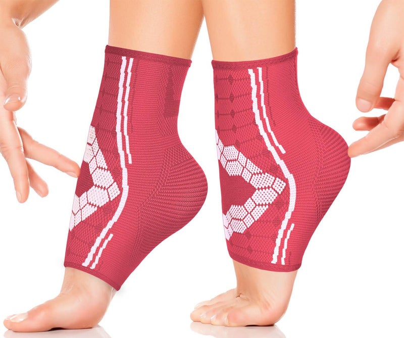 Sparthos Ankle Compression Socks Pair Plantar Fasciitis Ankle Brace with Arch Support for Men and Women Foot Sleeves Increase Blood Circulation Reduce Swelling Heel Spurs PinkS