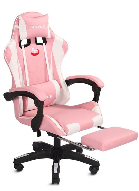 Ergonomic Gaming Chair with Footrest Computer Gaming Chair Height Adjustable Video Game Chairs Ergonomic High Back Gaming Chairs with Neck Pillow and Headrest 360° Rotation with Neck and Lumbar Support for Office Home