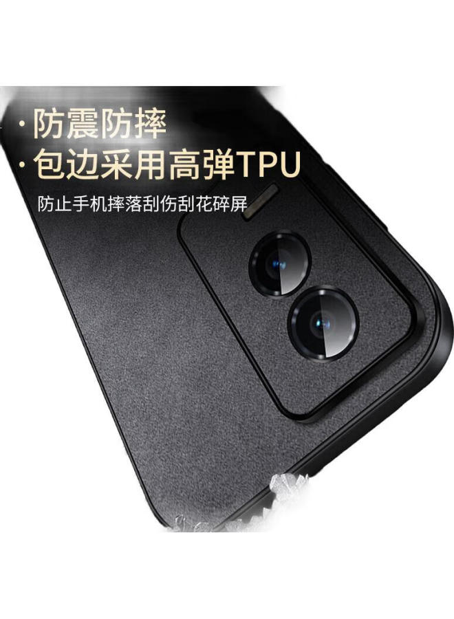 Shangsu Protective Case For Honor Gt, Huawei Honor Gt Phone Case, Anti-Drop Lens Full Cover Soft Shell, Simple And Light Luxury Sheepskin Leather Silicone Case, Men And Women Black Leather Case - Image 3