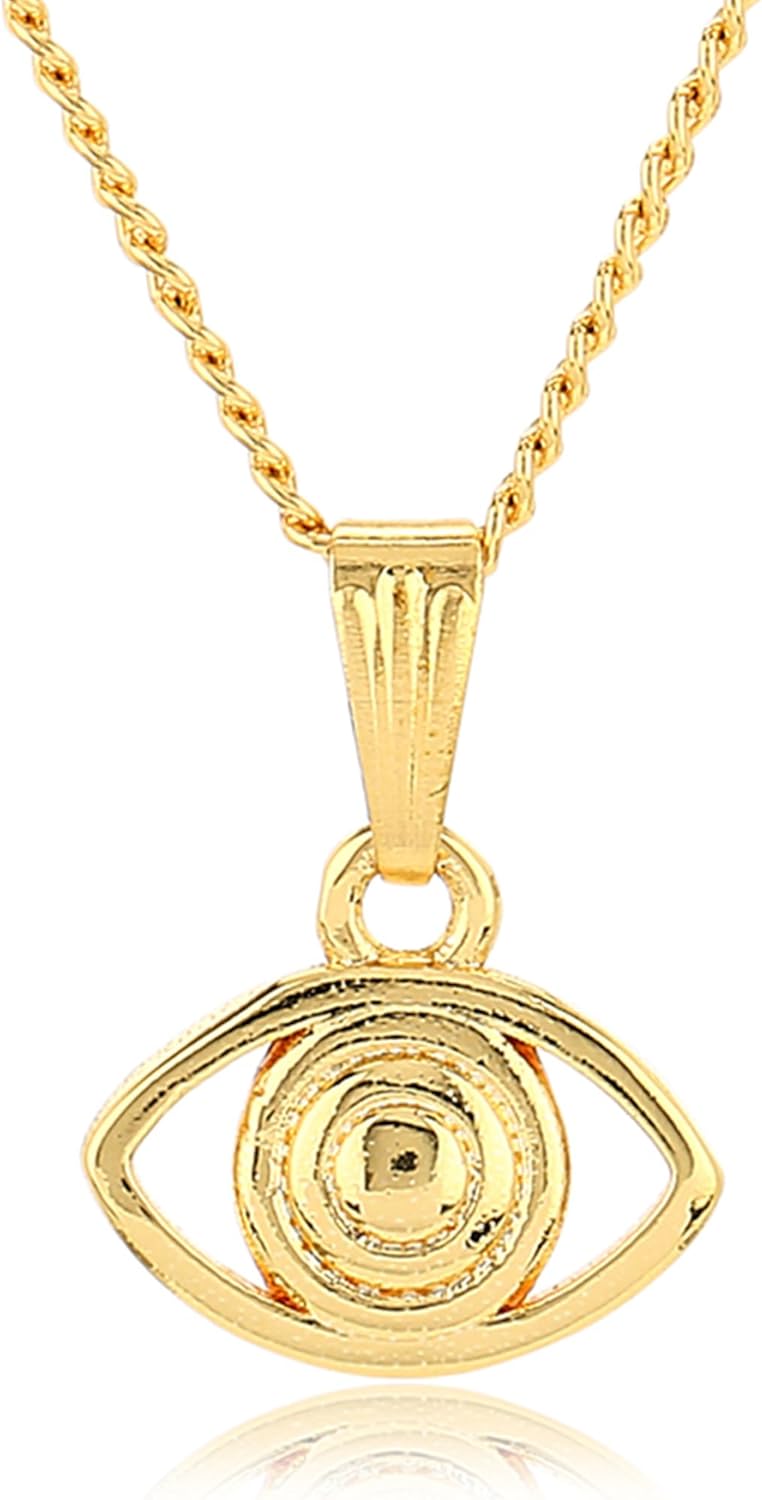 Estele Gold Tone Chain With Gold Evil Eye Design Pendant For Women - Image 1