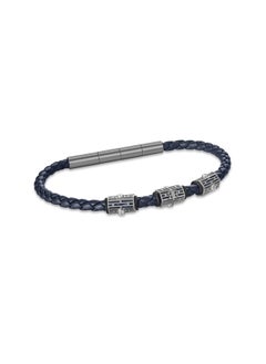 CERRUTI 1881 Adriano Grey and Navy Blue Leather Bracelet  - Image 1