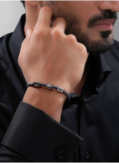 CERRUTI 1881 Adriano Grey and Navy Blue Leather Bracelet  - Image 4