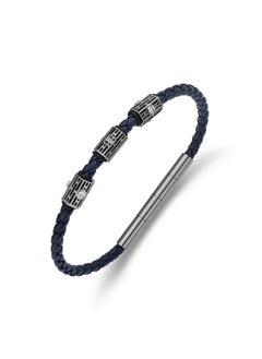 CERRUTI 1881 Adriano Grey and Navy Blue Leather Bracelet  - Image 2