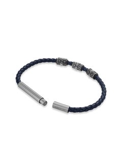 CERRUTI 1881 Adriano Grey and Navy Blue Leather Bracelet  - Image 3