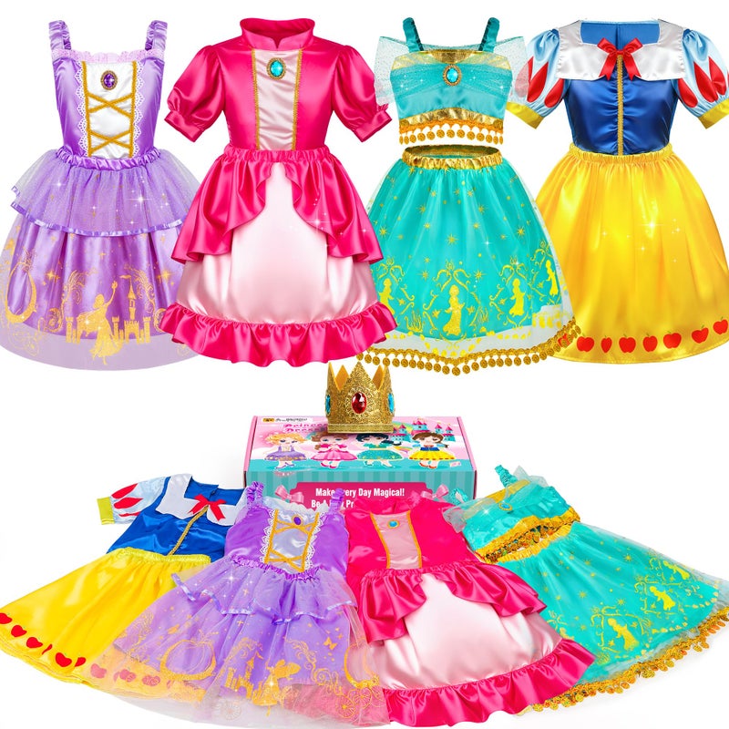 STOPKLAS Princess Dress Up Clothes Princess Dress Up Costume for Toddler Girls Little Girls Princess Toys Kids Dress Up  Pretend Play Sets Christmas Birthday Gifts for Kids Grandkids 3 4 5 6 Years - Image 3