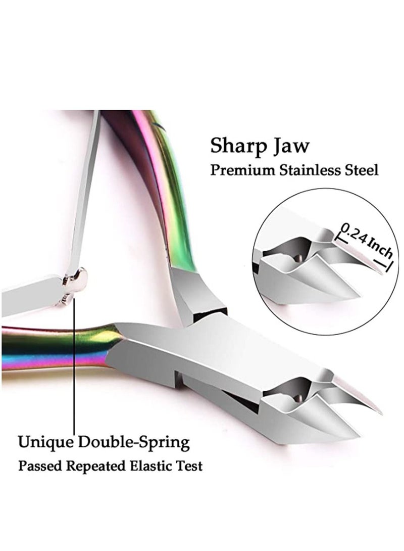 KASTWAVE Cuticle Trimmer with Cuticle Pusher - Cuticle Cutter Nipper Clipper Dead Skin Remover Scissor Plier Durable Manicure Pedicure Tools for Fingernails and Toenails Chameleon - Image 2