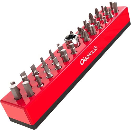 Olsa Tools Hex Bit Organizer with Magnetic Base Professional Quality Hex Bit Holder for Specialty Drill or Tamper Bits Red Part 1001 - Image 1