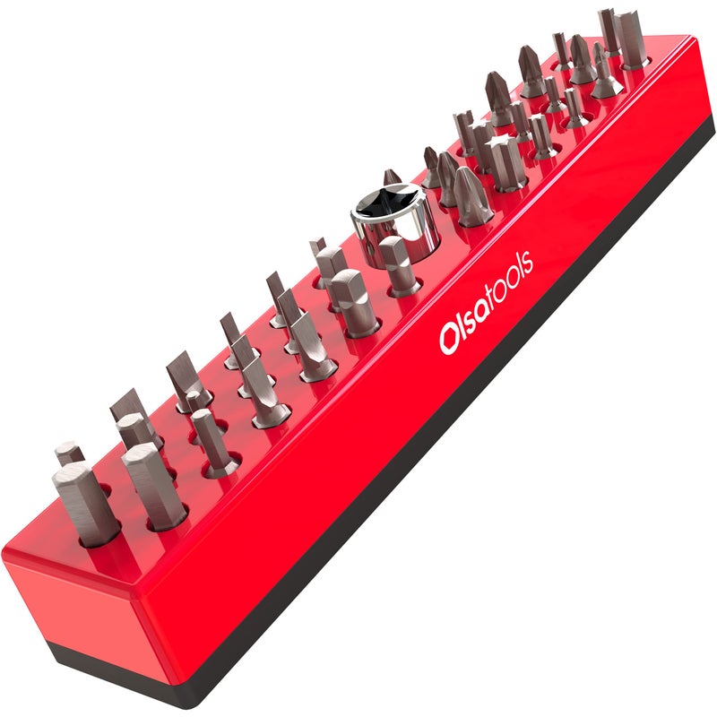 Olsa Tools Hex Bit Organizer with Magnetic Base Professional Quality Hex Bit Holder for Specialty Drill or Tamper Bits Red Part 1001 - Image 3