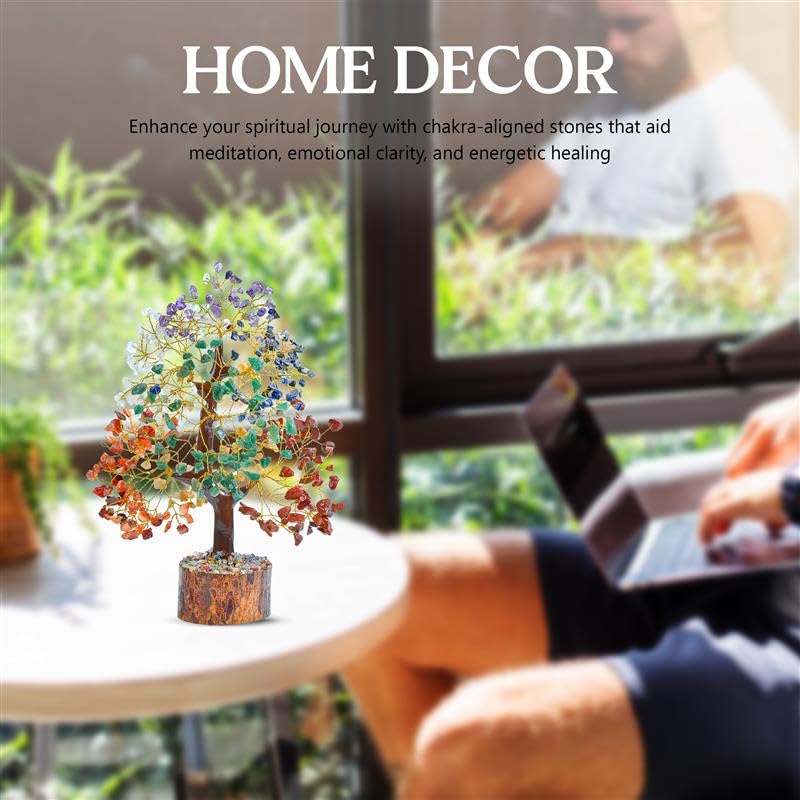 ZAICUS Seven Chakra Gemstone Tree for Chakra Balancing - Home Decor Showpiece - Gift for Women, Sister - Healing Crystal Bonsai for Positive Energy, Feng Shui Good Luck Tree, Spiritual Home Décor Gift - Image 2