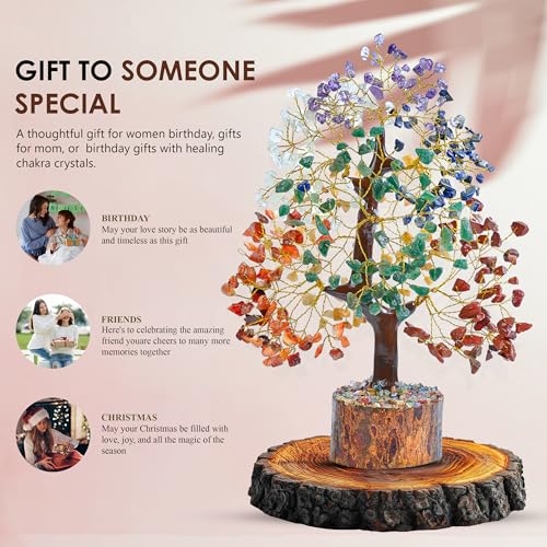 ZAICUS Seven Chakra Gemstone Tree for Chakra Balancing - Home Decor Showpiece - Gift for Women, Sister - Healing Crystal Bonsai for Positive Energy, Feng Shui Good Luck Tree, Spiritual Home Décor Gift - Image 3