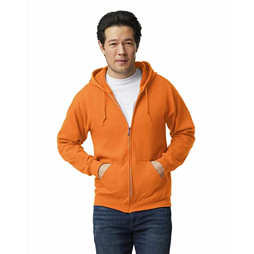 Gildan Adult Fleece Zip Hoodie Sweatshirt, Style G18600, Multipack, Safety Orange (1-pack), Medium - Image 1