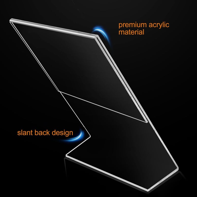 Ayuanb Acrylic Sign Holder with Vertical Slanted Back - Store Restaurant Sign Holders - Acrylic Sign Holder Picture Frames 5x7 Inch, Clear L-Shape Price Tag Holder Stand for Shopping Mall,15 Pack - Image 4