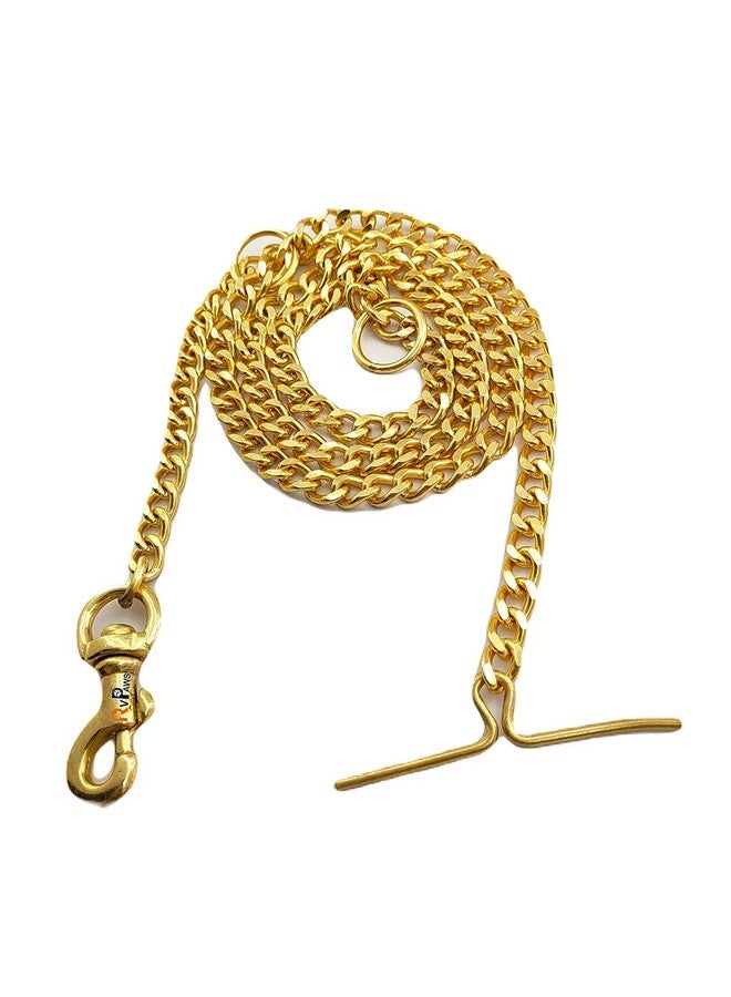 سلسلة مقود متينة للغاية للكلاب مصنوعة من النحاس الخالص بسلسلة كاملة مقطوعة بالماس باللون الذهبي (متوسطة) رقم -10 - Image 1