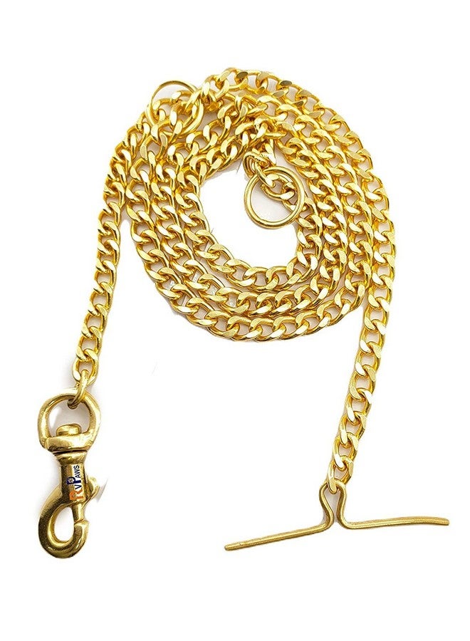 سلسلة مقود متينة للغاية للكلاب مصنوعة من النحاس الخالص بسلسلة كاملة مقطوعة بالماس باللون الذهبي (متوسطة) رقم -10 - Image 2