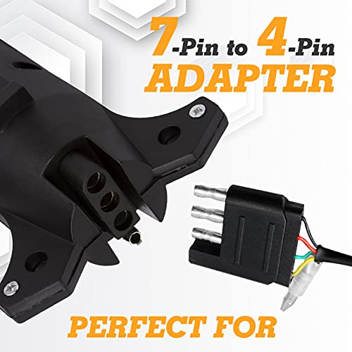 x xotic tech Trailer Plug Adapter, 7-Way Blade to 4-Way Flat Trailer Tow Hitch Plug Tailgate Light Connector 7-pin to 4-pin Female Wiring Plug Retrofit - Image 3