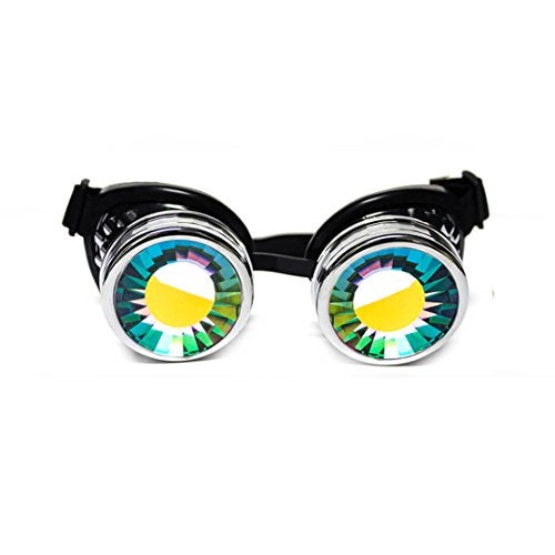 GloFX Wormhole Kaleidoscope Goggles Festival Rave Costume Cosplay Prism EDM 3D Welding Gothic Goggles Chrome - Image 1