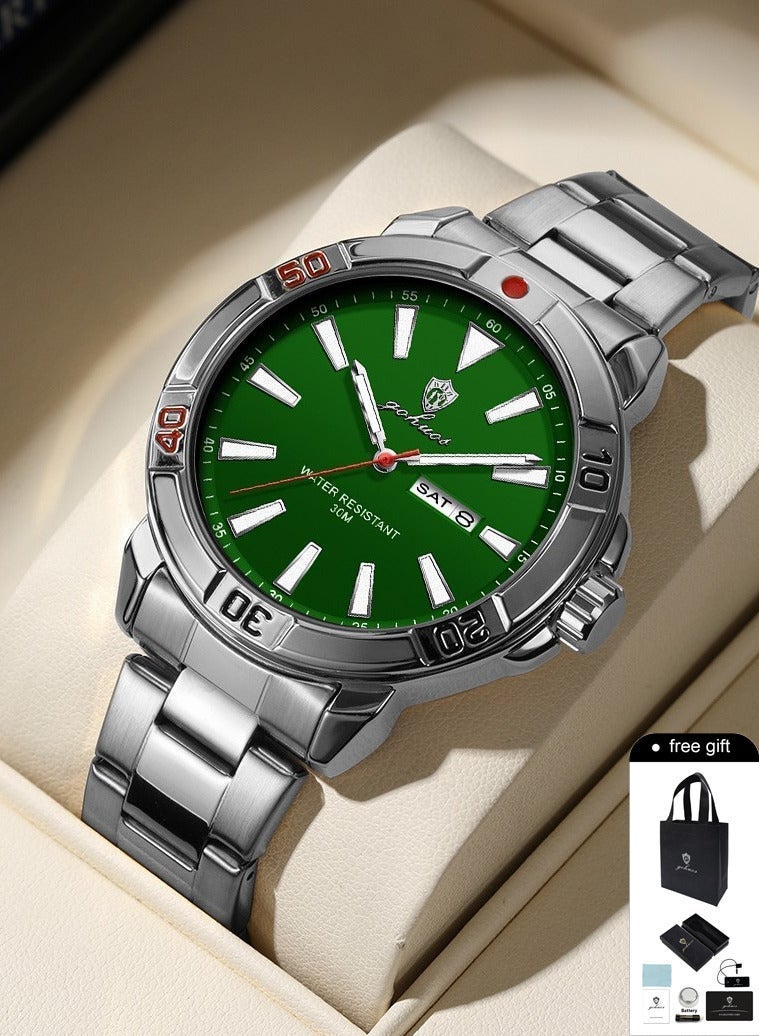 GOHUOS Men's Quartz Watch, Top Brand Luxury Stainless Steel Band Date Week Display Luminous Waterproof Classic Business Wrist Watch - 43mm - Father or Boyfriend Gift - Image 1