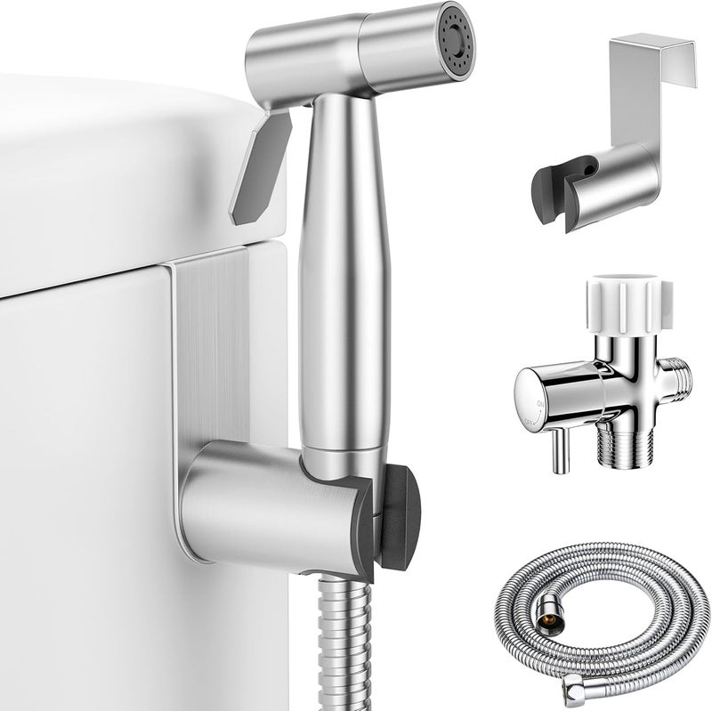 LUFEIDRA Handheld Bidet Sprayer for Toilet-Adjustable Water Pressure Jet Spray with Bidet Hose for Feminine Wash, New Premium Stainless Steel Muslim Shower Toilet Bidet Cloth Diaper Sprayer Set - Image 1