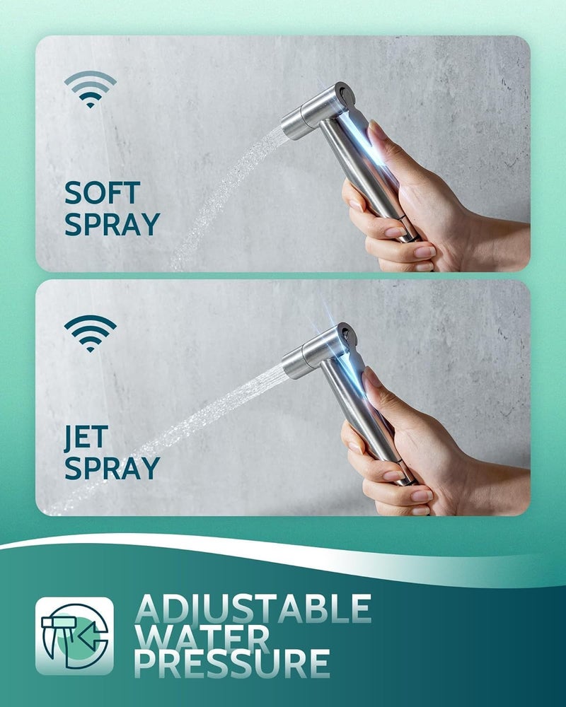 LUFEIDRA Handheld Bidet Sprayer for Toilet-Adjustable Water Pressure Jet Spray with Bidet Hose for Feminine Wash, New Premium Stainless Steel Muslim Shower Toilet Bidet Cloth Diaper Sprayer Set - Image 4