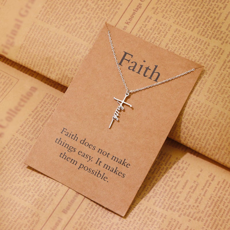 Lcherry Cross Necklace for Women Faith Cross Pendant Necklace Stainless Steel Faith Religious Christian Jewelry Confirmation Birthday Gift for Women - Image 5