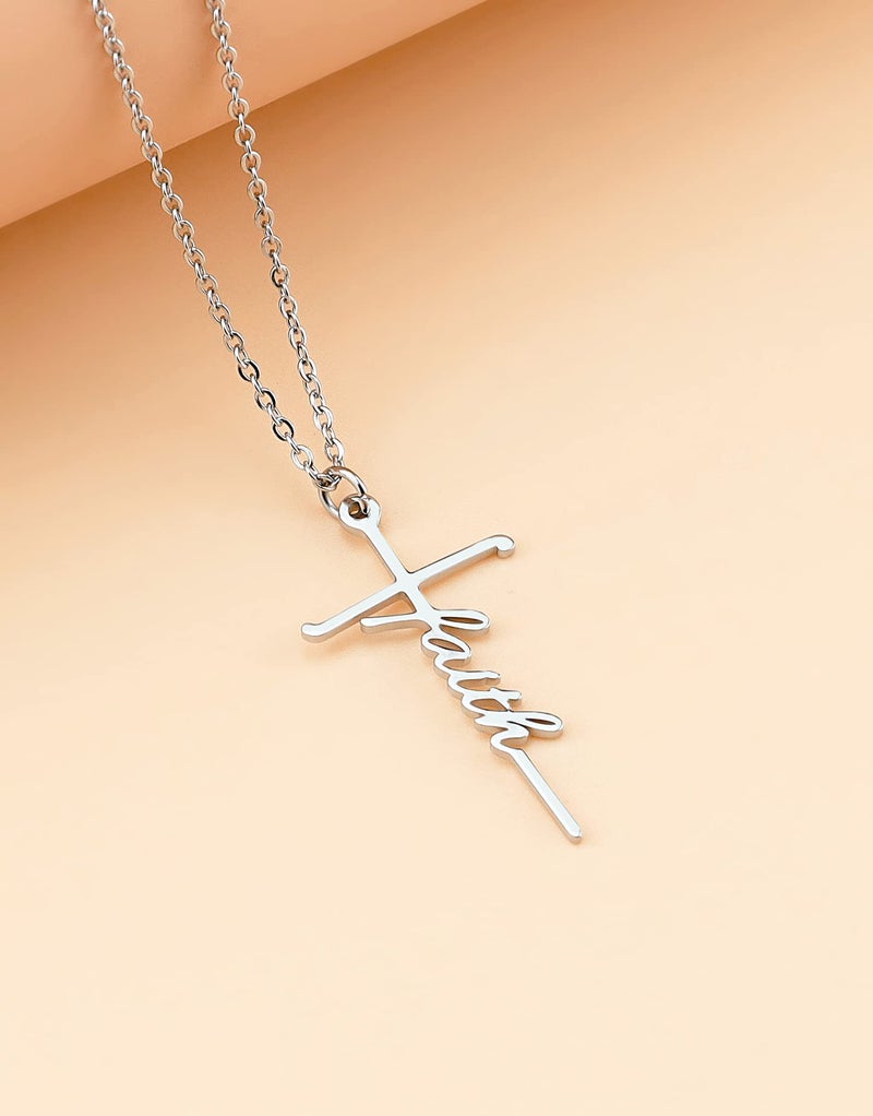 Lcherry Cross Necklace for Women Faith Cross Pendant Necklace Stainless Steel Faith Religious Christian Jewelry Confirmation Birthday Gift for Women - Image 4
